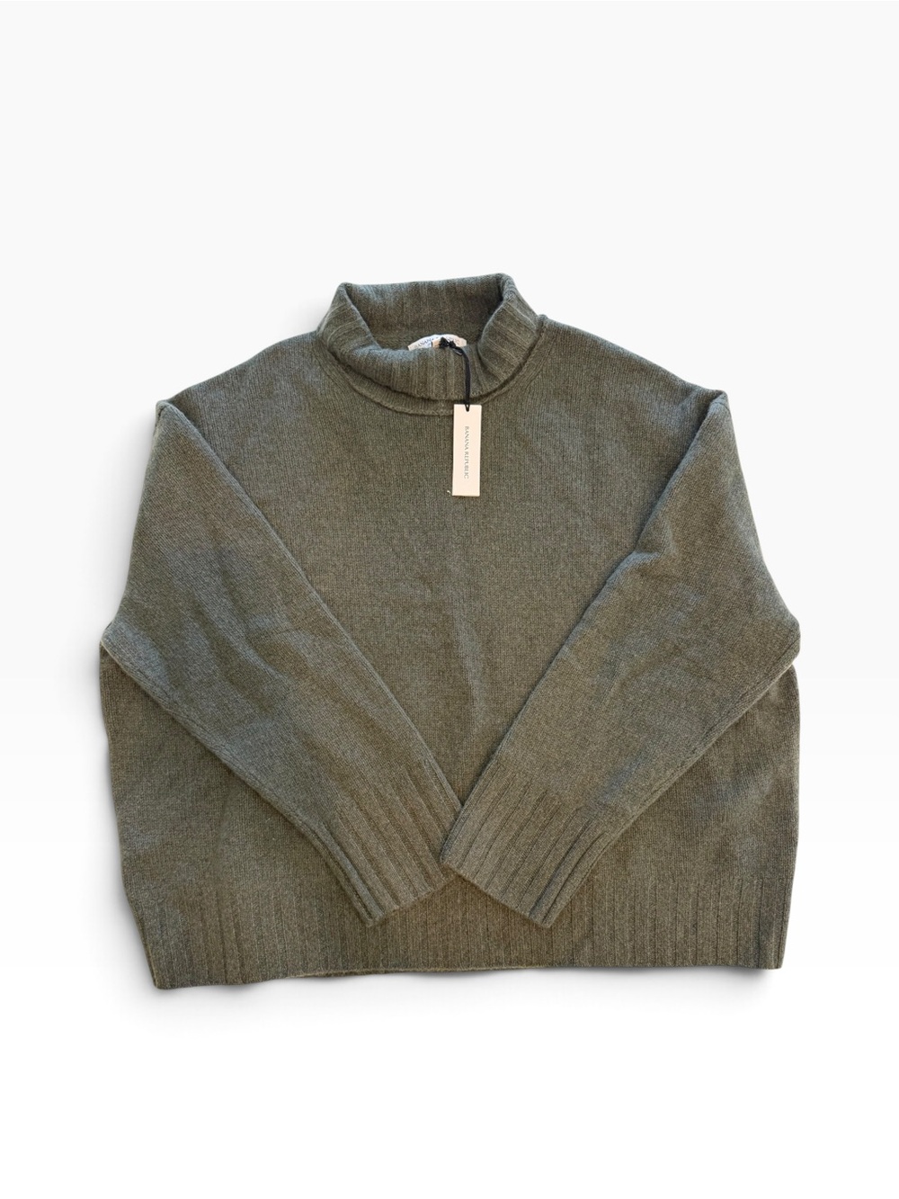 Banana Republic 100% Cashmere Turtleneck Sweater Olive Green L NWT